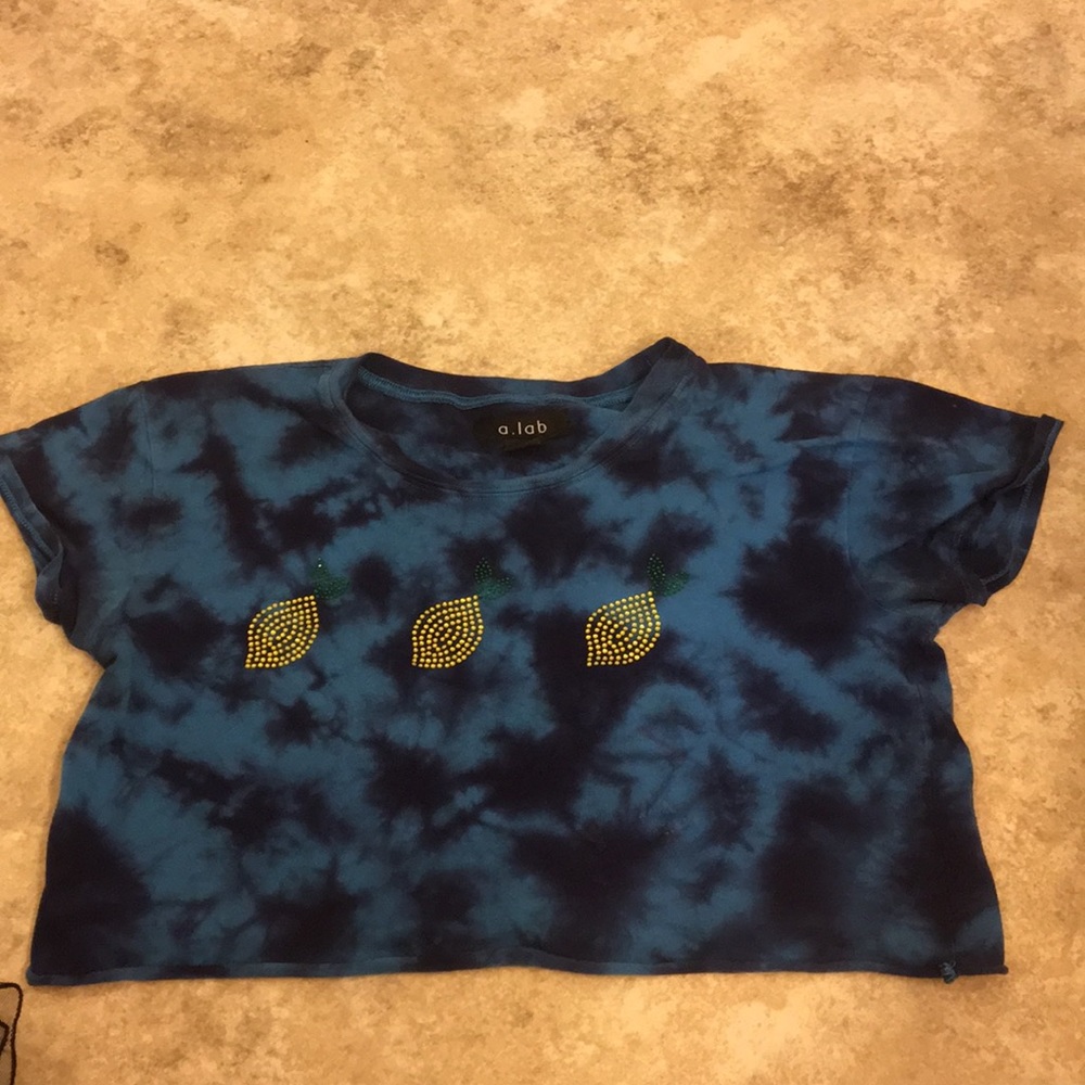Lemon rhinestone tie-dye tee
